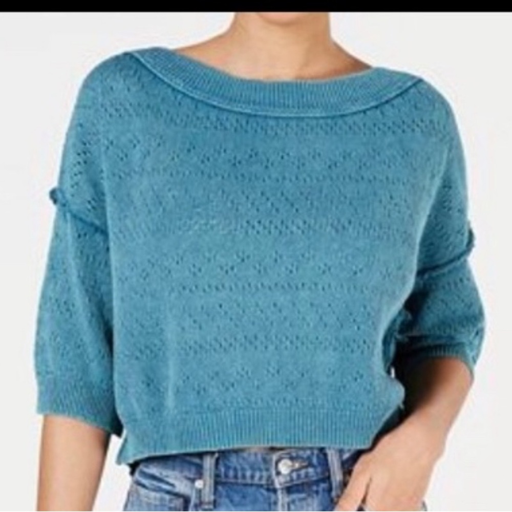 NWT Free People Cropped Deep Pacific Sweater